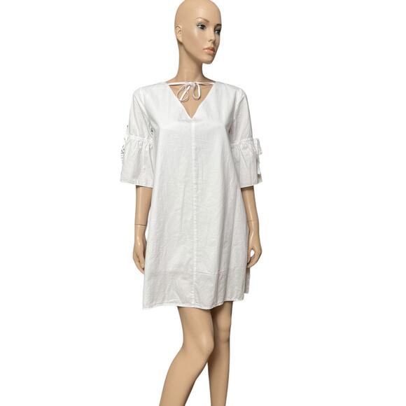 Claudio Milano 100% Linen 3/4 Sleeves V-Neck Dress size Small - Picture 4 of 7